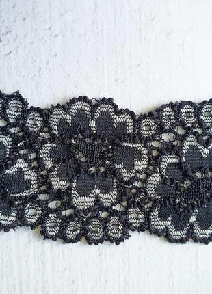Кружево стрейч черно-серое