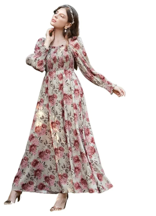 Шёлковое платье в пол в цветочный принт с лифом shein  размер l