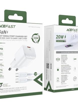 Мережевий зарядний пристрій acefast a77 mini pd30w gan single usb-c charger set (c3-03) white
