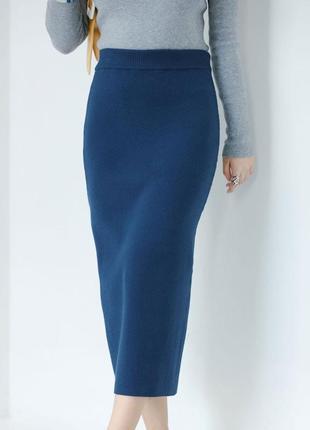 Шерстяная вязаная трикотажная юбка миди debenhams