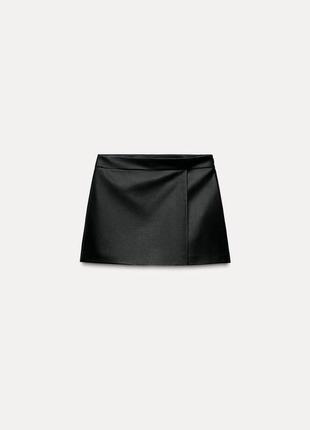 Шорти-спідниця зі штучної шкіри zara3 фото