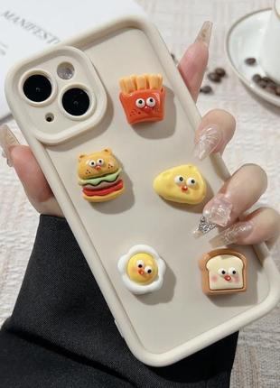 Чехол с 3d наклейками, трендовый чехол с наклейками, чехол картофель фри бургер