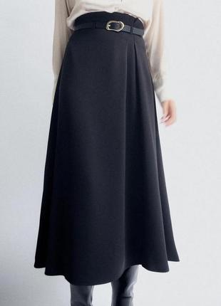 Юбка средней длины с ремнем zara