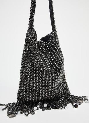 Сумка на плечо с металлическими аппликациями zara