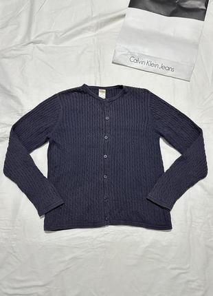 Gymboree жіночий темно-синій укорочений кардиган, бавовняна кофта «в коси», теплий зимовий джемпер, розмір s/m