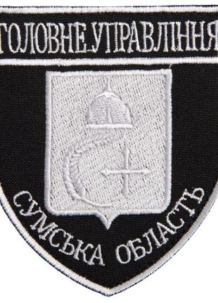 Шеврон на липучці головне управління сумська область 8х9,5 см срібло