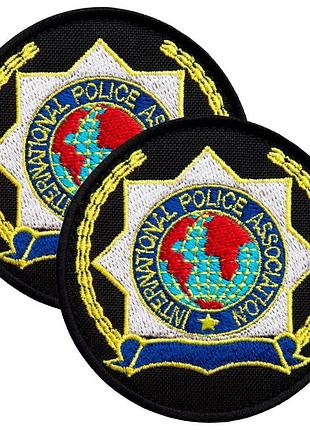 Набір шевронів 2 шт. з липучкою кокарда police association на чорному 7 см, поліція, вишитий патч нашивка