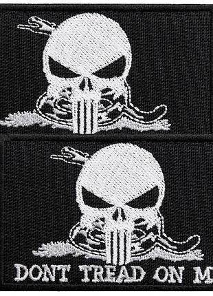Набор шевронов 2 шт с липучкой змея череп карателя, don't tread on me, punisher, черный вышитый патч шеврон