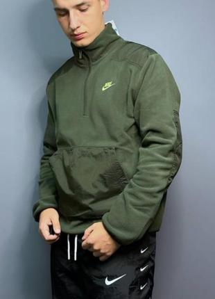 Флісова кофта хакі nike оригінал ,тепла кофта nike.