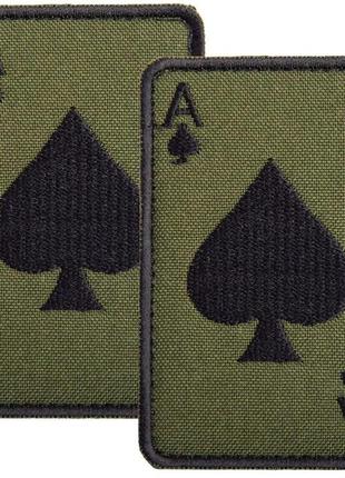 Набор шевронов 2 шт на липучке карта туз пик 5х8 см, вышитый патч нашивка