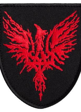Шеврон нашивка на липучці фенікс 8х9,5 см червоній