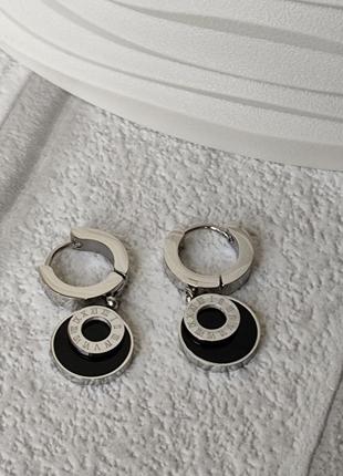 Сережки медицинская сталь stainless steel родий