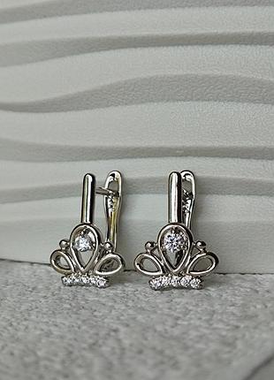 Сережки корона ксюпинг родий медсплав