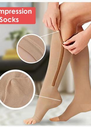Лечебные компрессионные гольфы от варикоза zip sox | лечебные носки   s/m