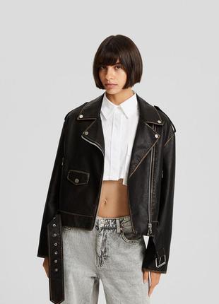 Куртка кожанка косуха кожаная курточка бершка bershka xs s m l