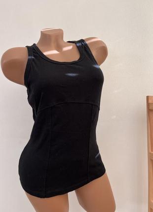 Майка черная женская в рубчик базовая батал от river island xl-xxl