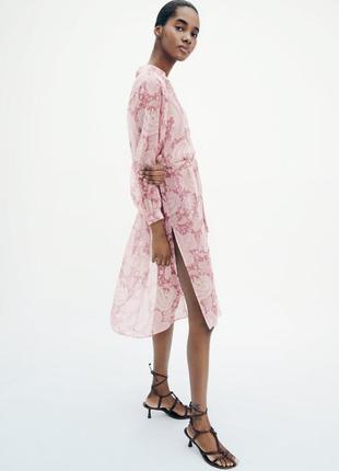 Шифонова легка рожева сукня туніка з розрізами zara2 фото