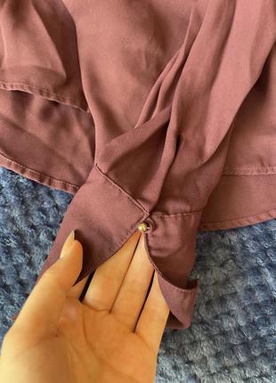 Нова блузка сорочка жіноча фіолетова сатинова з рукавами3 фото
