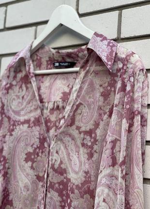 Шифонова легка рожева сукня туніка з розрізами zara9 фото