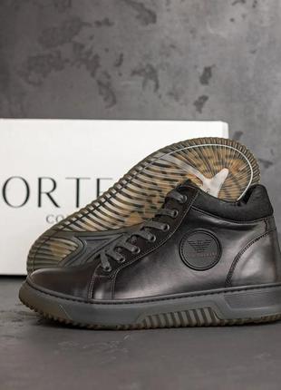 Мужские зимние кожаные ботинки TOP armani