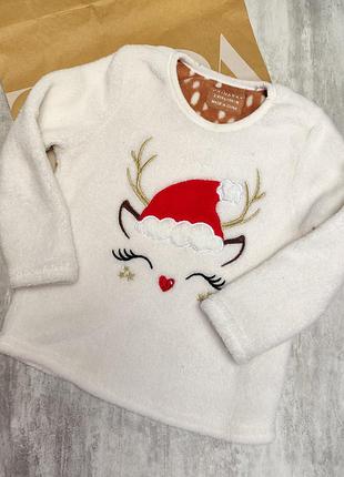 Теплый плюшевый худи кофта новогодняя с оленем 104