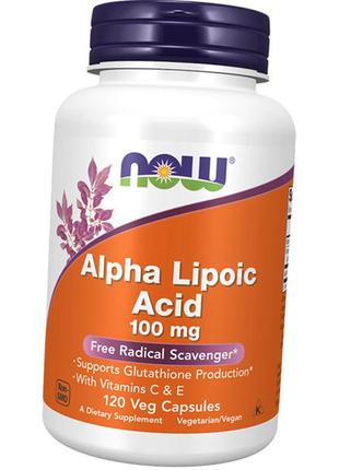 Альфа ліпоєва кислота, alpha lipoic acid 100, now foods 120вегкапс (70128003)