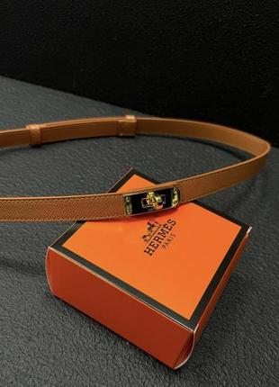 Жіночий шкіряний трендовий рудий ремінь в стилі hermes kelly гермес хермес
