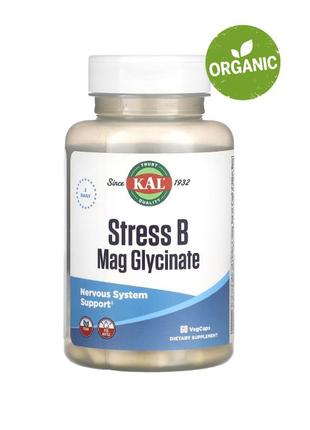 Kal, гліцинат магнію та вітаміни групи в, stress b mag glycinate, 60 капсул