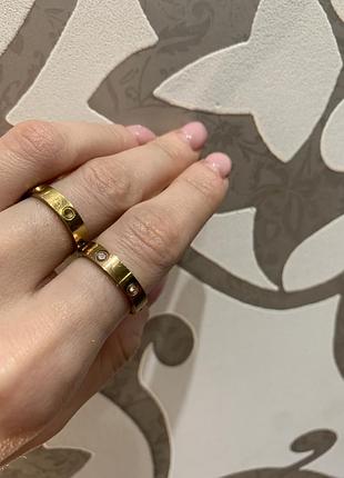 Кольцо в стиле cartier 17 размер нержавеющая сталь stainless still золото