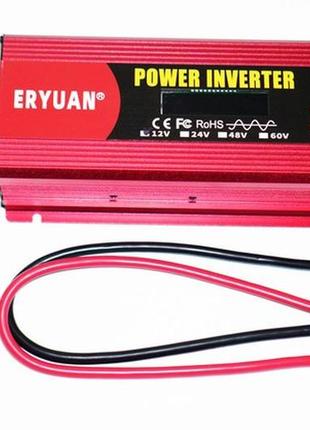 Преобразователь напряжения инвертор eryuan 2600w lcd dc/ac 12v-220v с чистой синусоидой и вольтметром