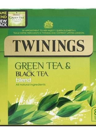 Чай twinings green tea & black tea blend 80s 200g