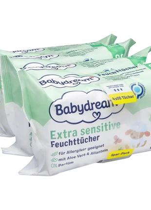 Дитячі вологі серветки babydream німеччина (80 шт)