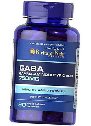 Гамк, гамма-аминомасляная кислота, gaba 750, puritan's pride 90капс (72367027)