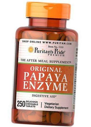 Фермент для пищеварения, энзимы папайи, papaya enzyme, puritan's pride 250таб (69367006)
