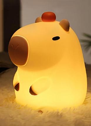 Детский ночник аккумуляторный силиконовый капибара с таймером на 30 минут