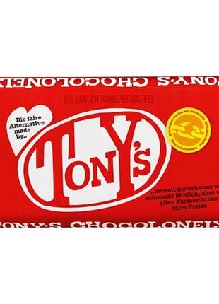 Шоколад tony's chocolonely vollmilch knusperwaffel 180g