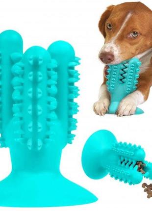 Іграшка для собак кактус на присоску bronzedog petfun dental <unk> очисна зубна щітка з отвором для їжі