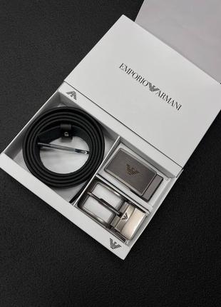 Мужской подарочный набор мужской кожаный ремень в стиле армани armani / мужественный подарочный набор, мужественный ремень в податочной упаковке