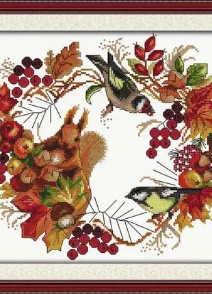 Набор для вышивания крестиком "joy wreath".aida 14ct printed , 35*32 см