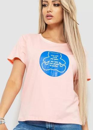 Футболка женская с принтом, цвета в ассортименте, 221r3009