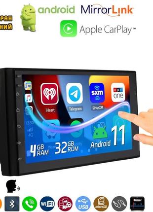 Автомагнитола сенсорная cj cp607 bt android carplay 4g/32g, bluetooth, wi-fi, gps
