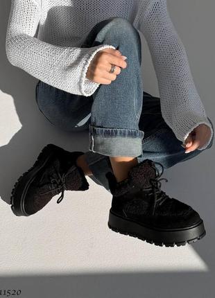 Женские зимние замшевые ботинки с мехом тедди