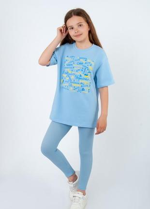 Дитяча підліткова патріотична блакитна футболка з патріотичним принтом3 фото