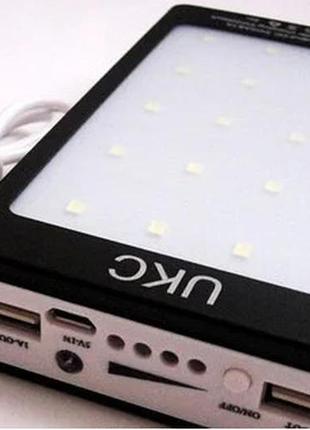 Повербанк 90000 mah power bank solar 20 led + солнечная панель, зарядное устройство с led фонарём