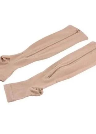 Компрессионные гольфы zip sox l/xl, бежевые носки для варикозного расширения вен 89095 фото