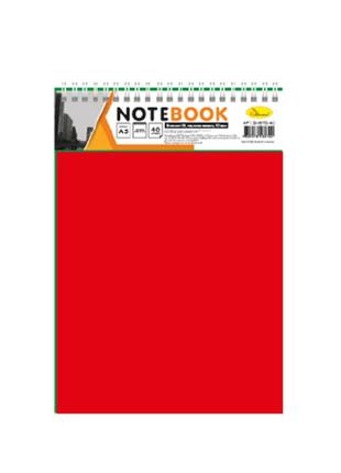 Блокнот а5 в-бп5-40, 40 листів, пружина зверху червоний