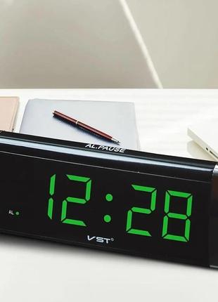Часы электронные сетевые vst-730, зеленые