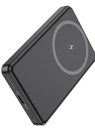 Power bank hoco j125 pd20w+qc3.0 5000 mah с быстрой беспроводной зарядкой magsafe и подставкой black
