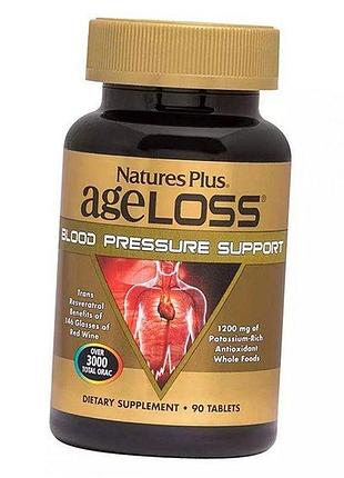 Комплекс для підтримки кров'яного тиску, ageloss blood pressure, nature's plus 90таб (71375040)
