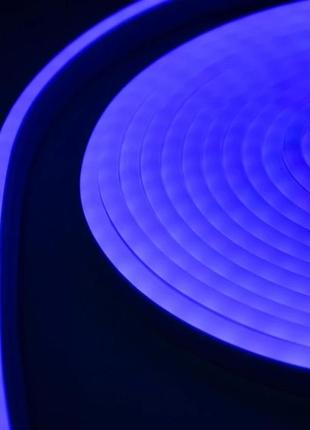 Неоновая лента led neon 5м, blue 12v-220v, гибкая неоновая лента в силиконе синяя 07406 фото